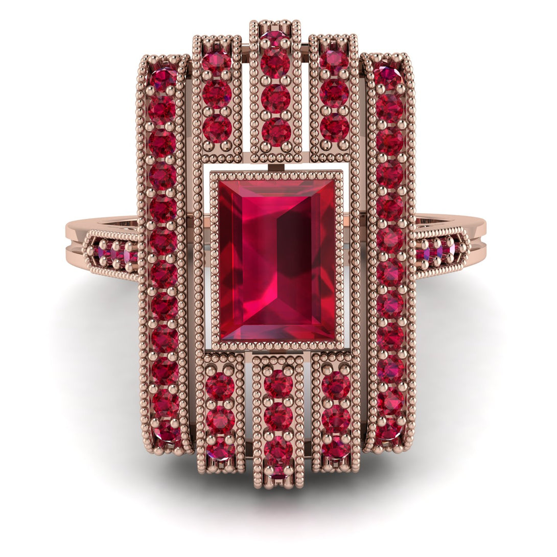 Unmatched Style Gold Baguette Ruby Ring - Jean No. 56