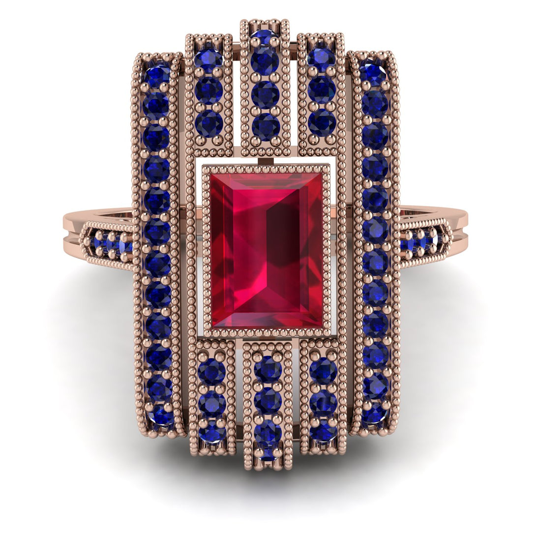 Unmatched Style Gold Baguette Ruby Ring - Jean No. 71