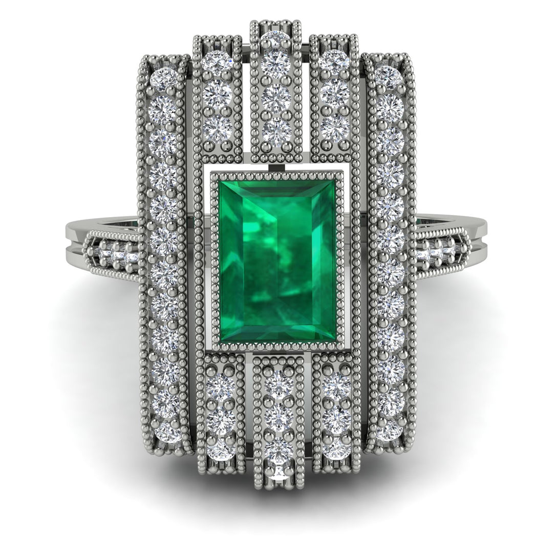 Unmatched Style Gold Baguette Emerald Ring - Jean No. 6