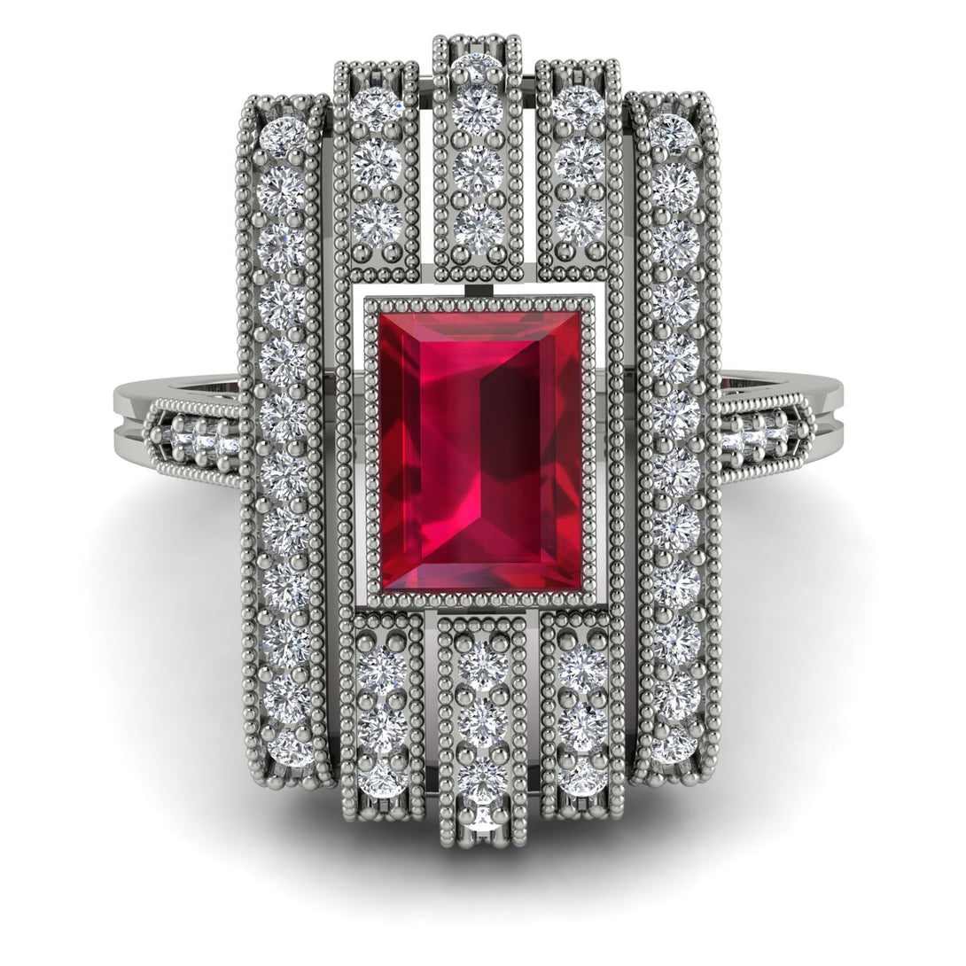 Unmatched Style Gold Baguette Ruby Ring - Jean No. 12