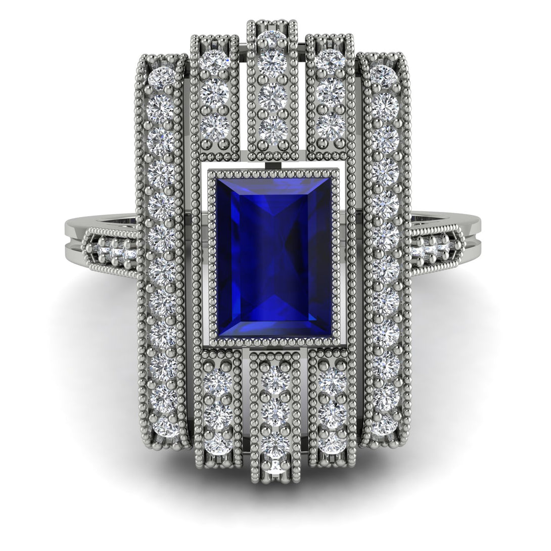 Unmatched Style Gold Baguette Sapphire Ring - Jean No. 15