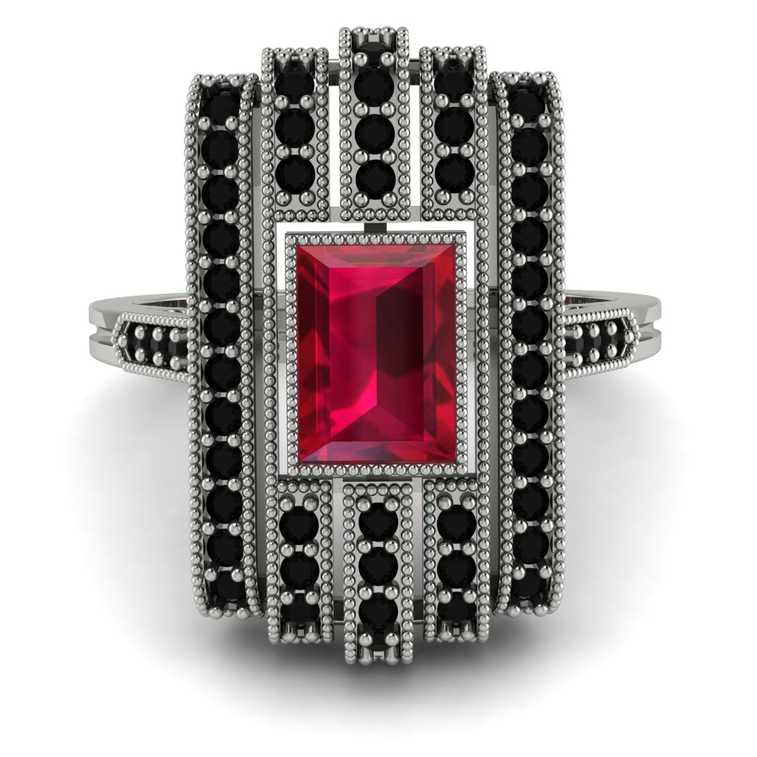 Unmatched Style Gold Baguette Ruby Ring - Jean No. 42