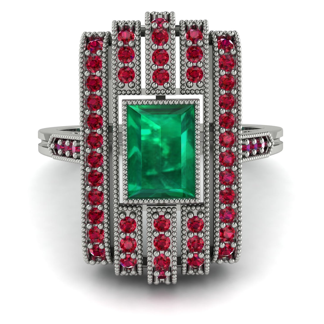 Unmatched Style Gold Baguette Emerald Ring - Jean No. 51
