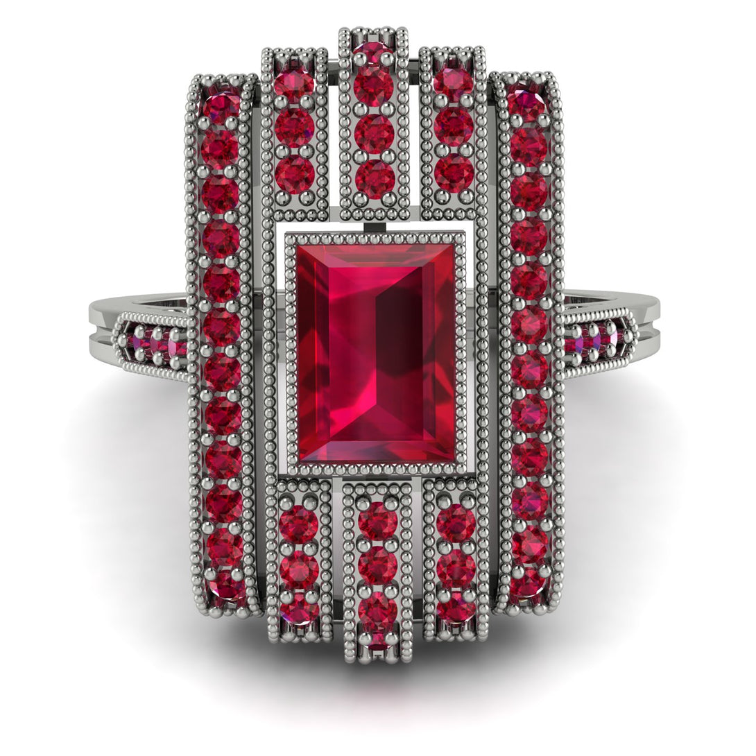 Unmatched Style Gold Baguette Ruby Ring - Jean No. 57
