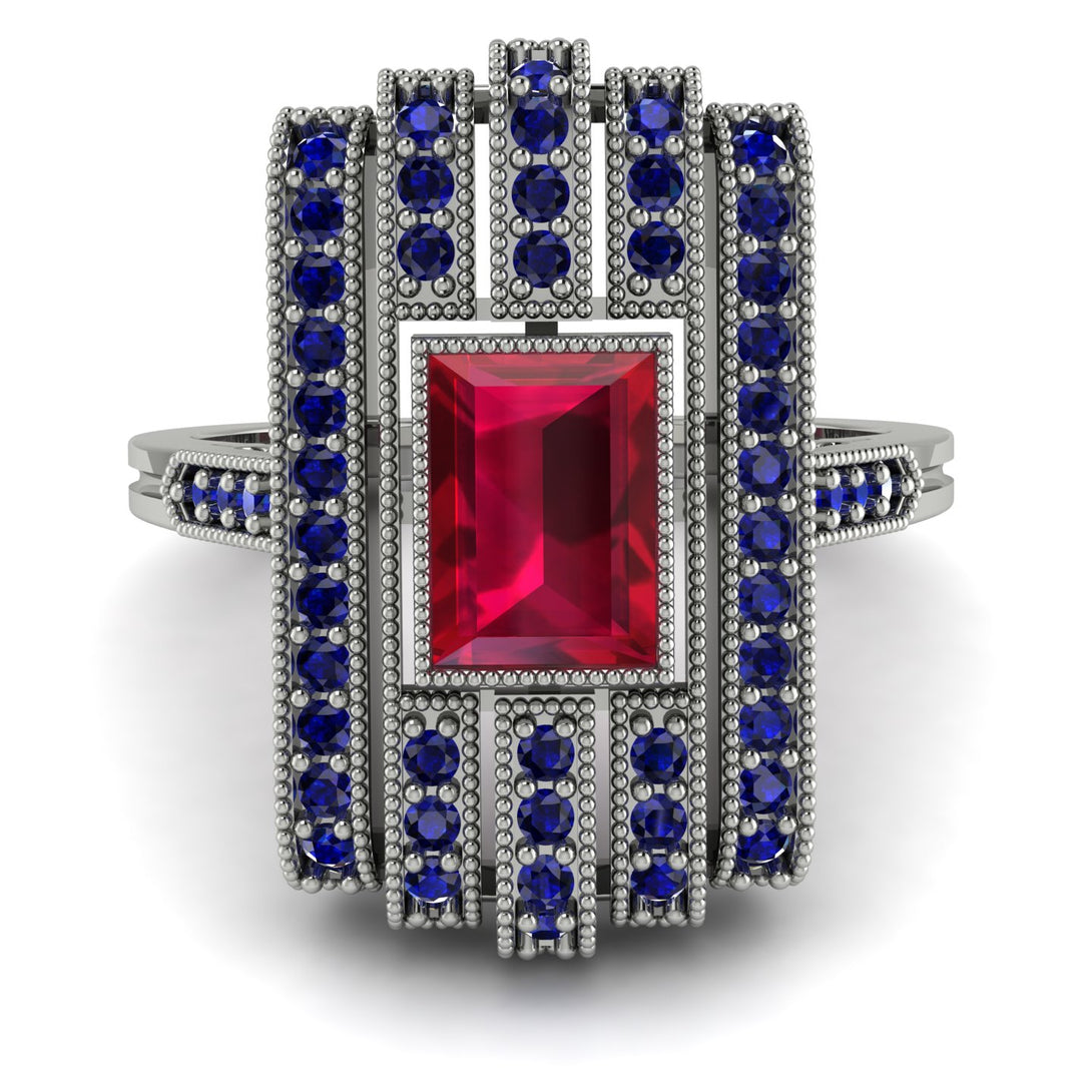 Unmatched Style Gold Baguette Ruby Ring - Jean No. 72