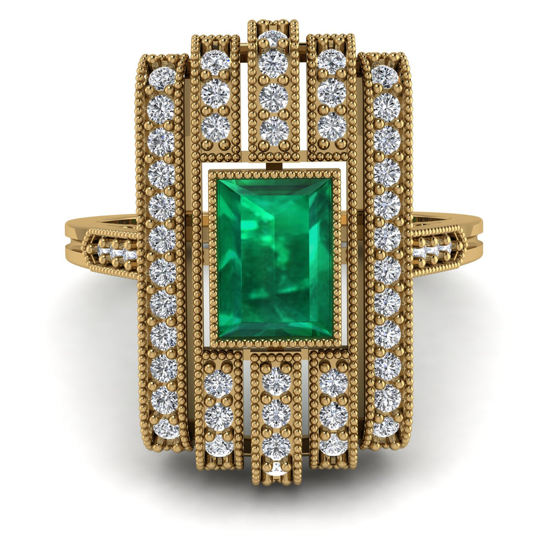 Unmatched Style Gold Baguette Emerald Ring - Jean No. 4