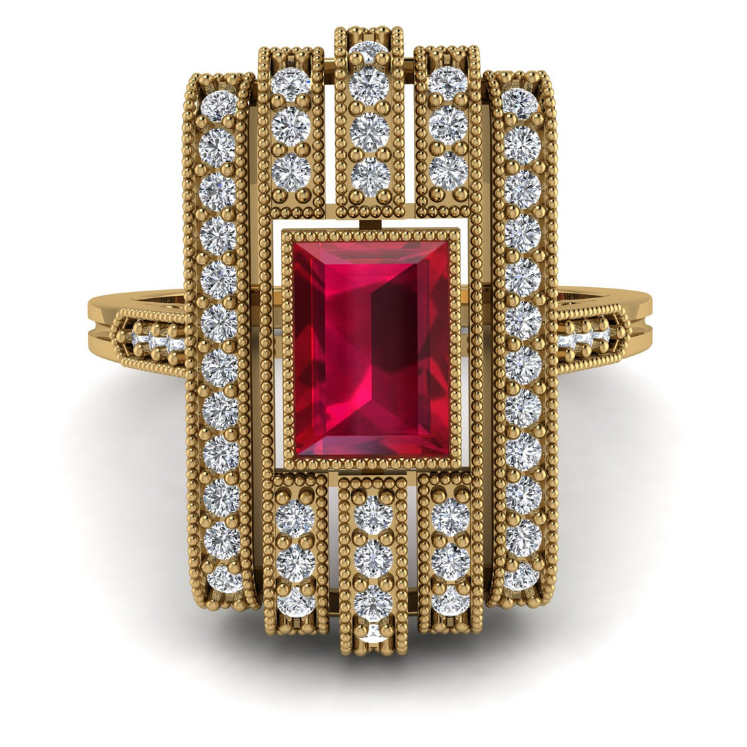 Unmatched Style Gold Baguette Ruby Ring - Jean No. 10