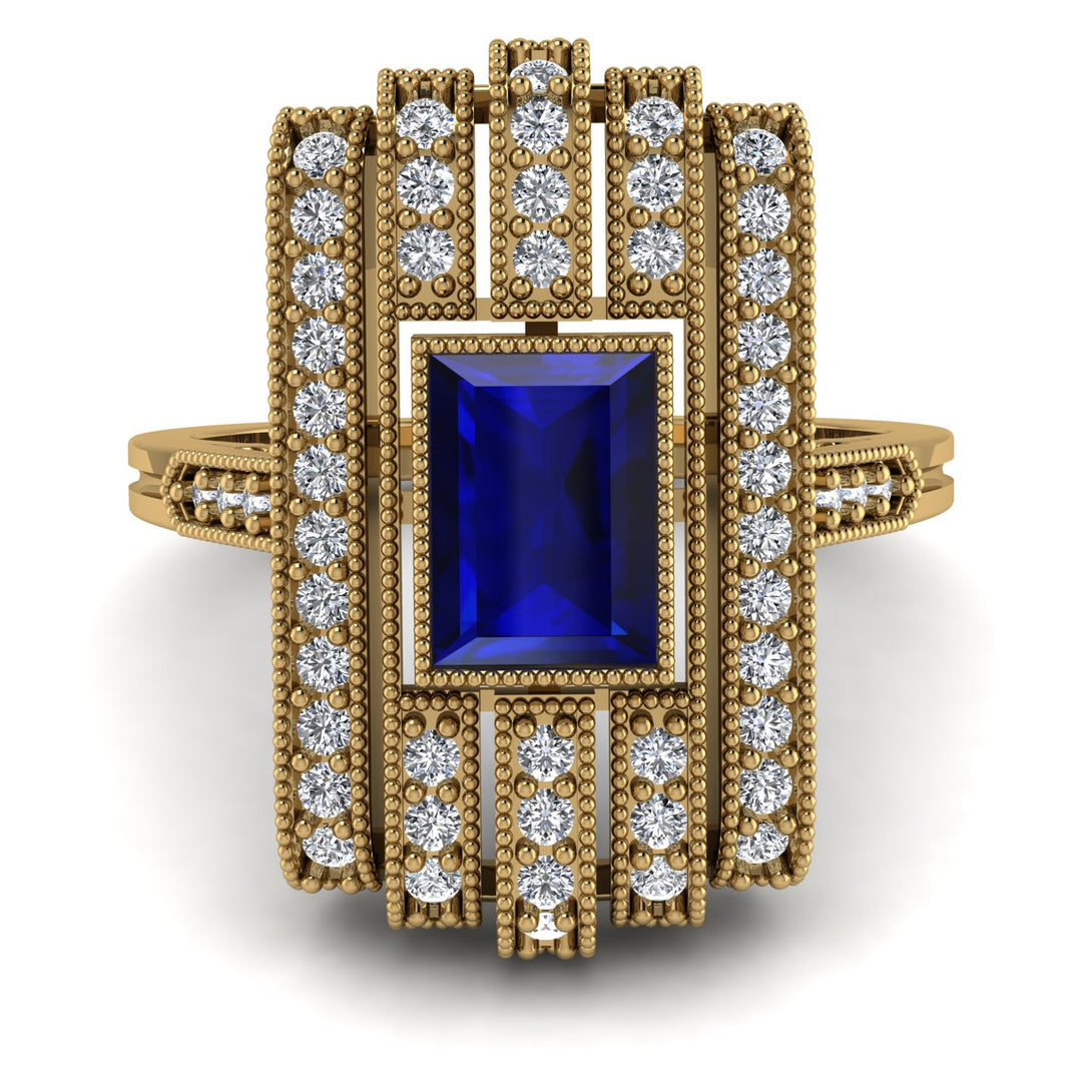 Unmatched Style Gold Baguette Sapphire Ring - Jean No. 13