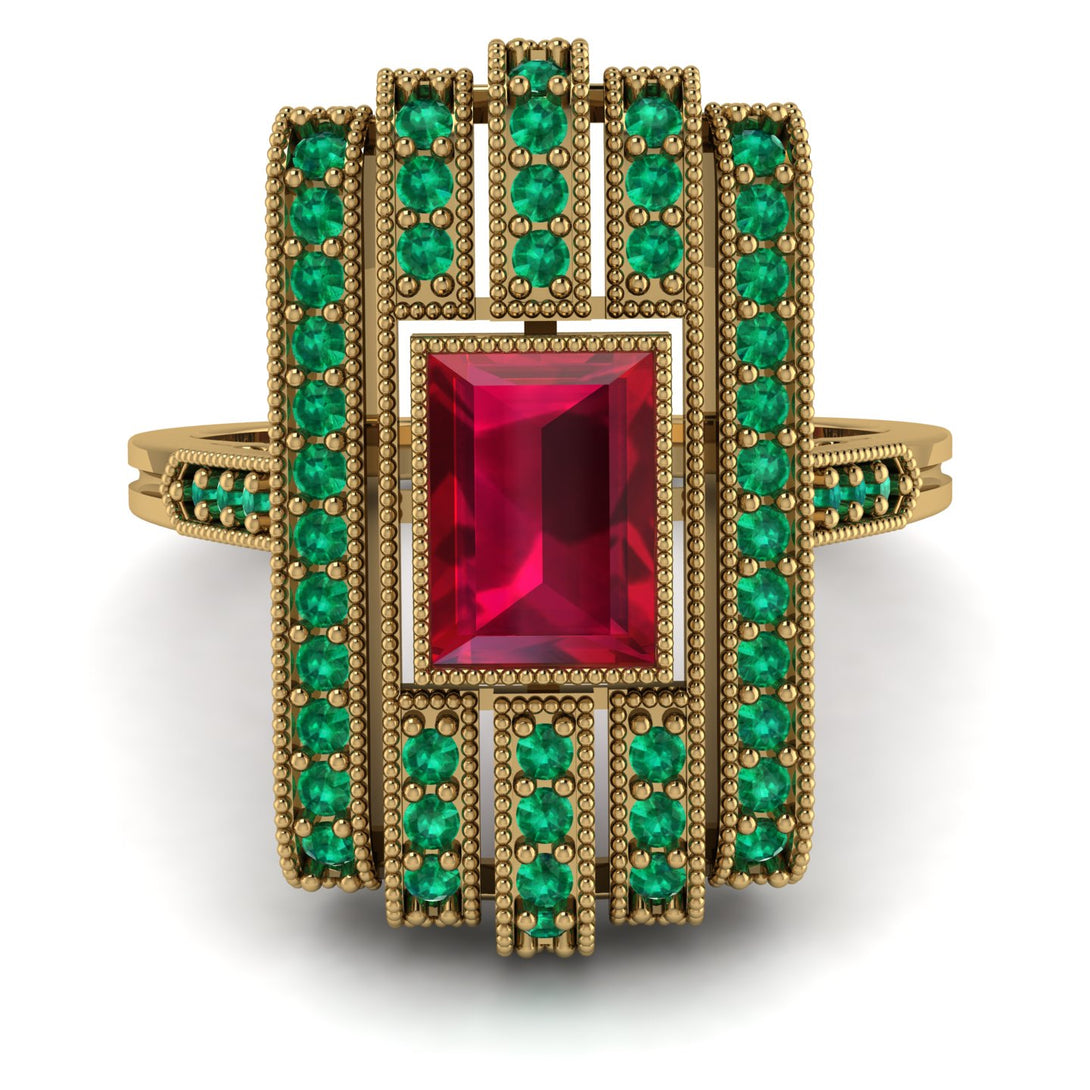 Unmatched Style Gold Baguette Ruby Ring - Jean No. 25