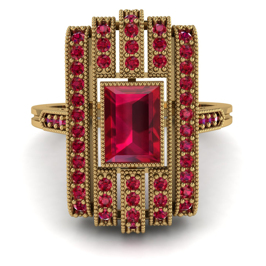 Unmatched Style Gold Baguette Ruby Ring - Jean No. 55