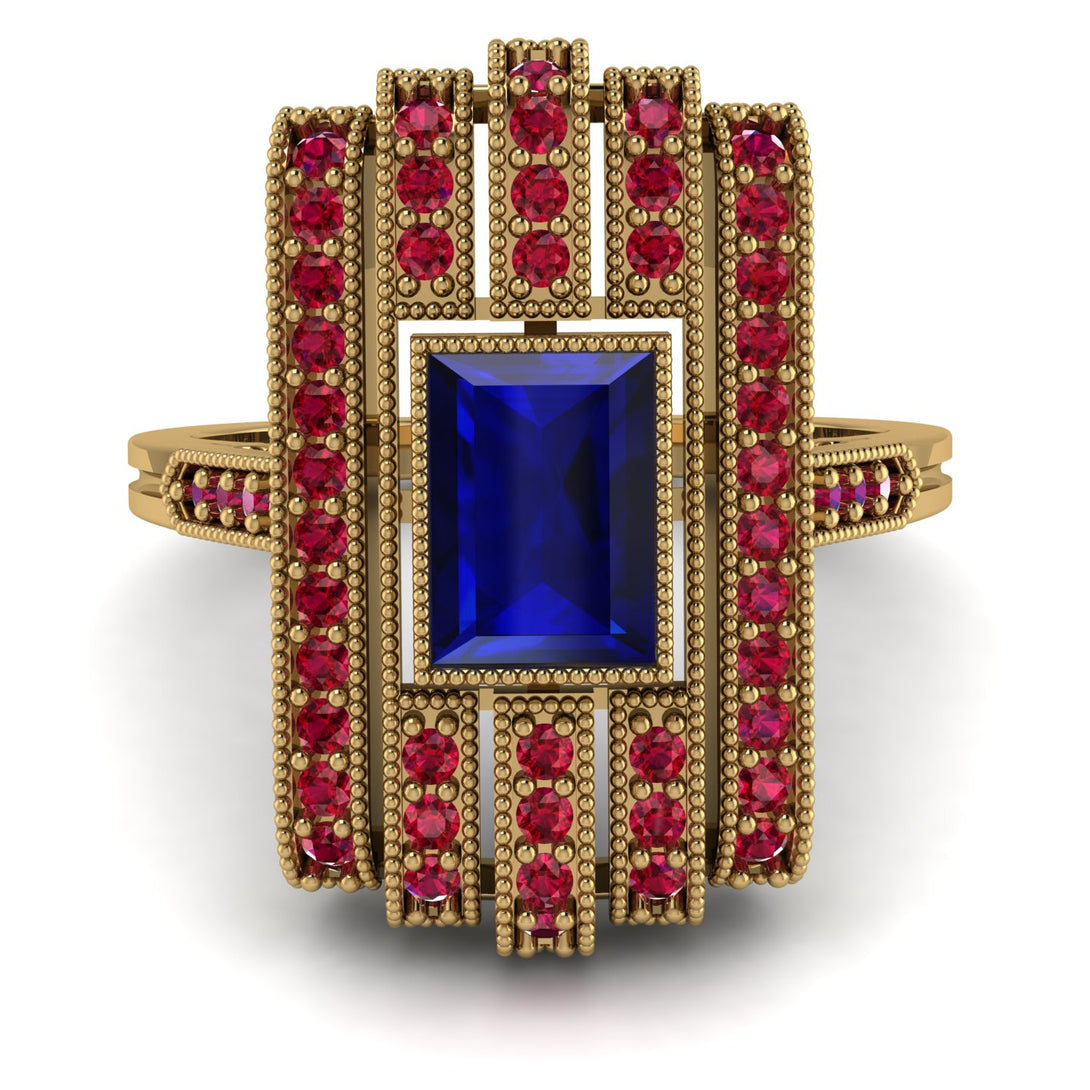Unmatched Style Gold Baguette Sapphire Ring - Jean No. 58