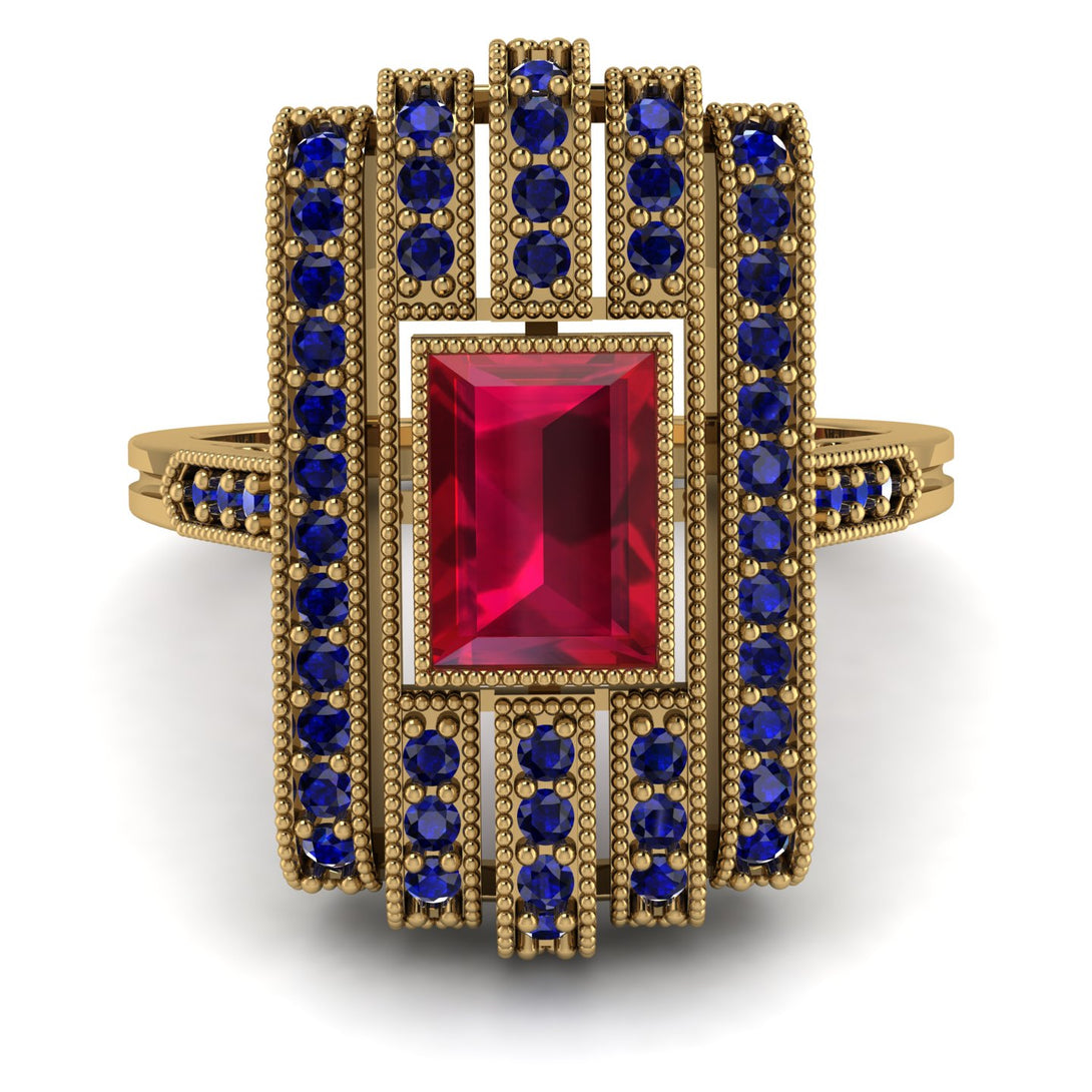 Unmatched Style Gold Baguette Ruby Ring - Jean No. 70