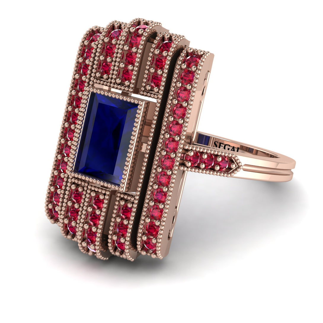 Unmatched Style Gold Baguette Sapphire Ring - Jean No. 59