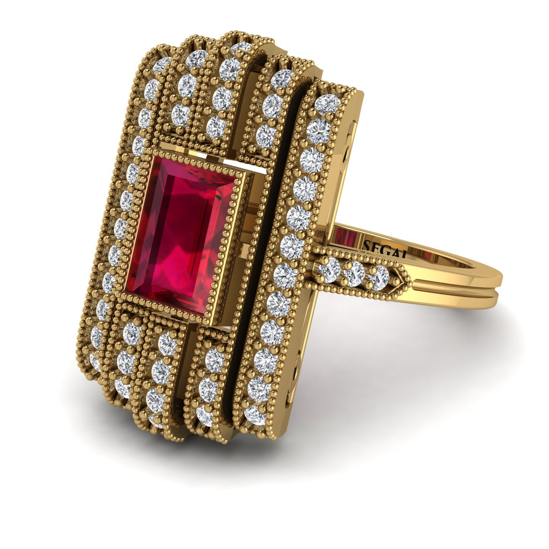 Unmatched Style Gold Baguette Ruby Ring - Jean No. 10