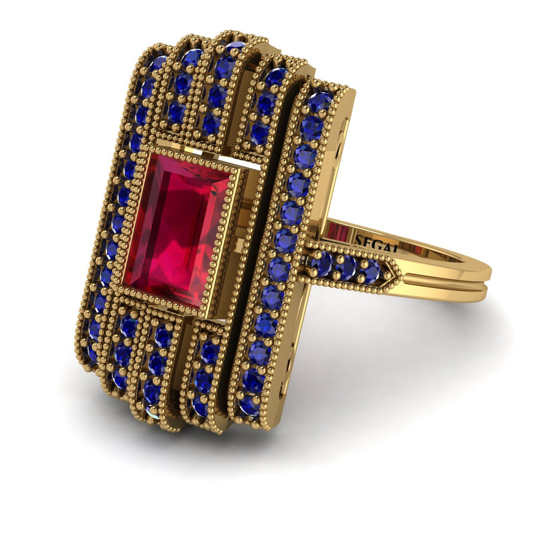 Unmatched Style Gold Baguette Ruby Ring - Jean No. 70