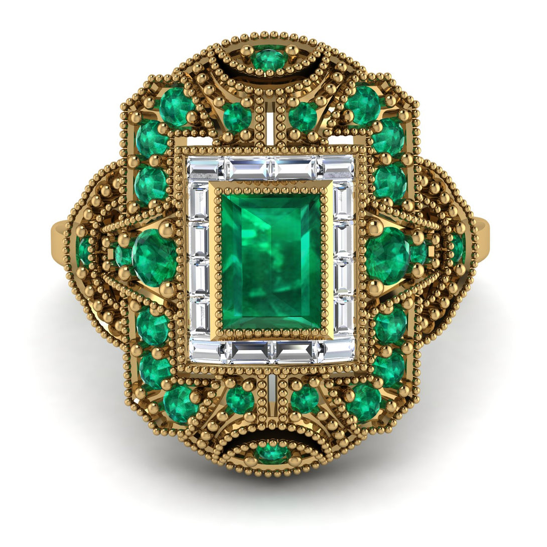 Victorian Gold Ring With Emerald - Janice No. 4
