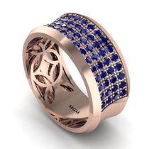Sapphire Filigree Pave Band