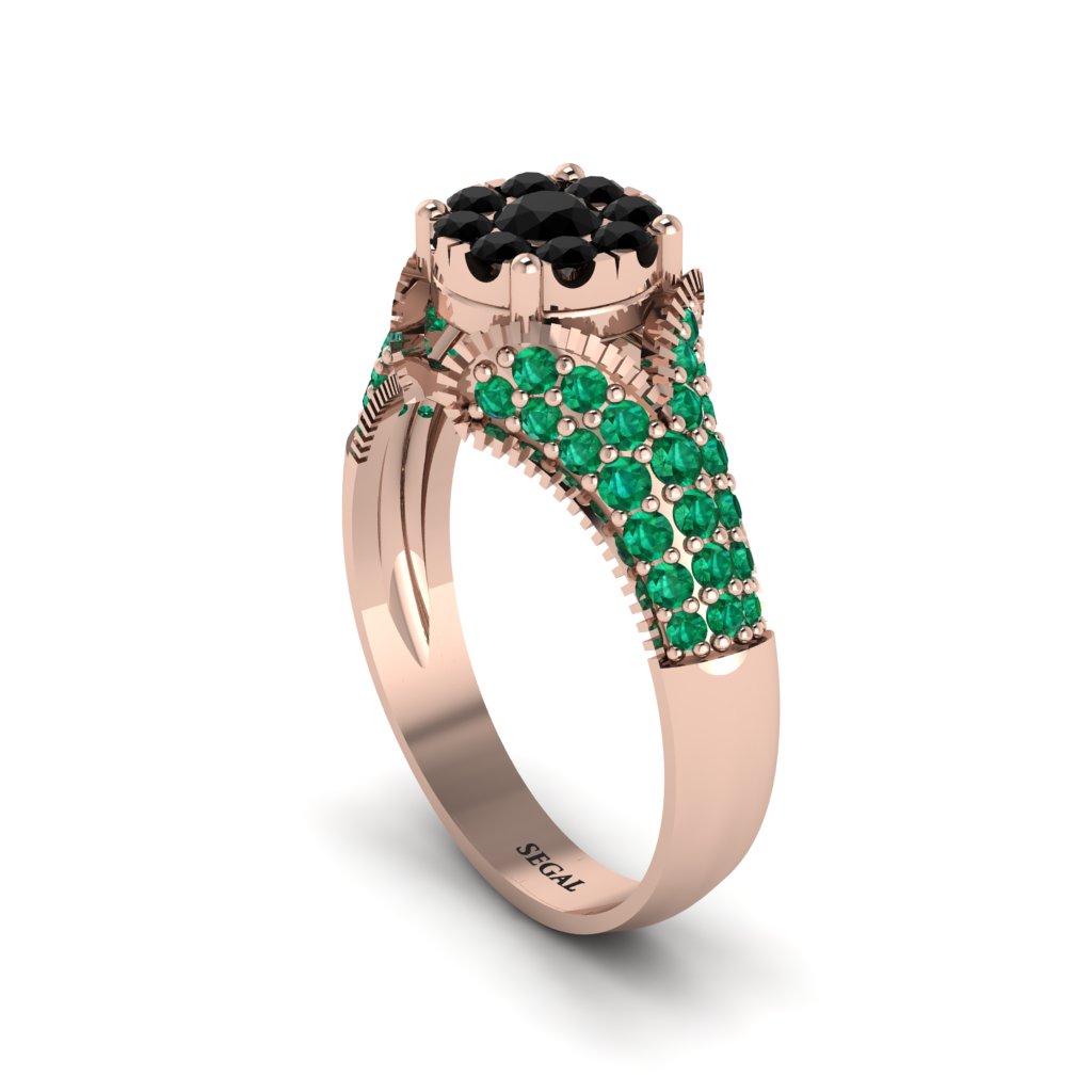 Emerald Floral Cluster Engagement Ring - Penelope No. 23