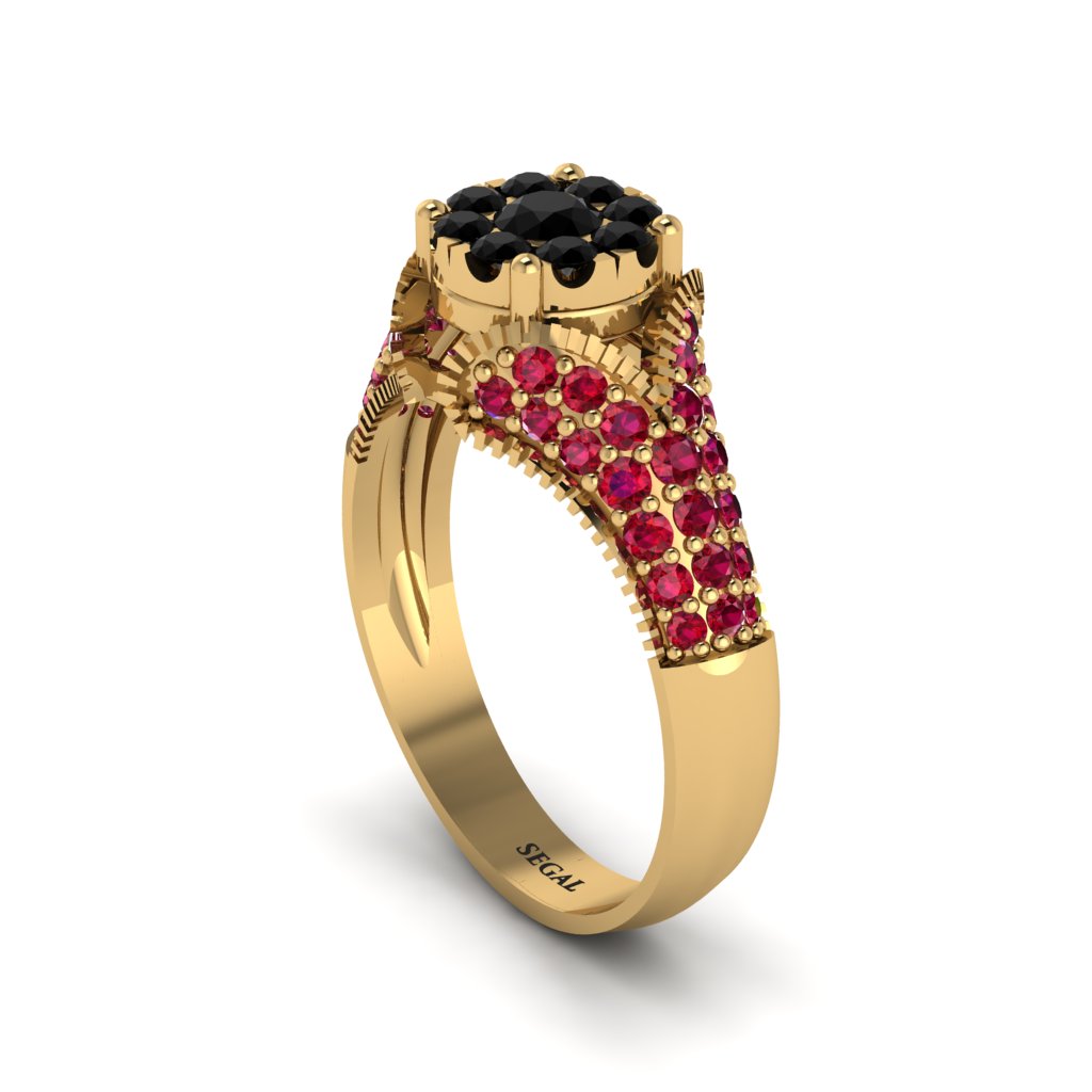 Ruby Floral Cluster Engagement Ring - Penelope No. 52