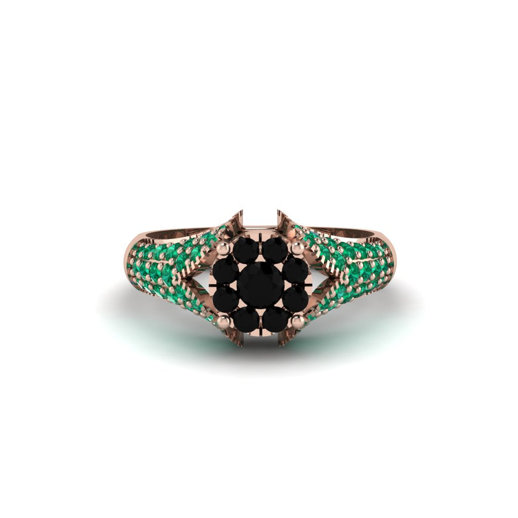 Emerald Floral Cluster Engagement Ring - Penelope No. 23