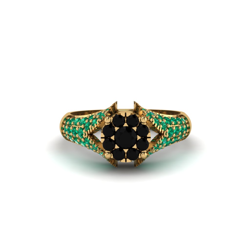 Emerald Floral Cluster Engagement Ring - Penelope No. 22