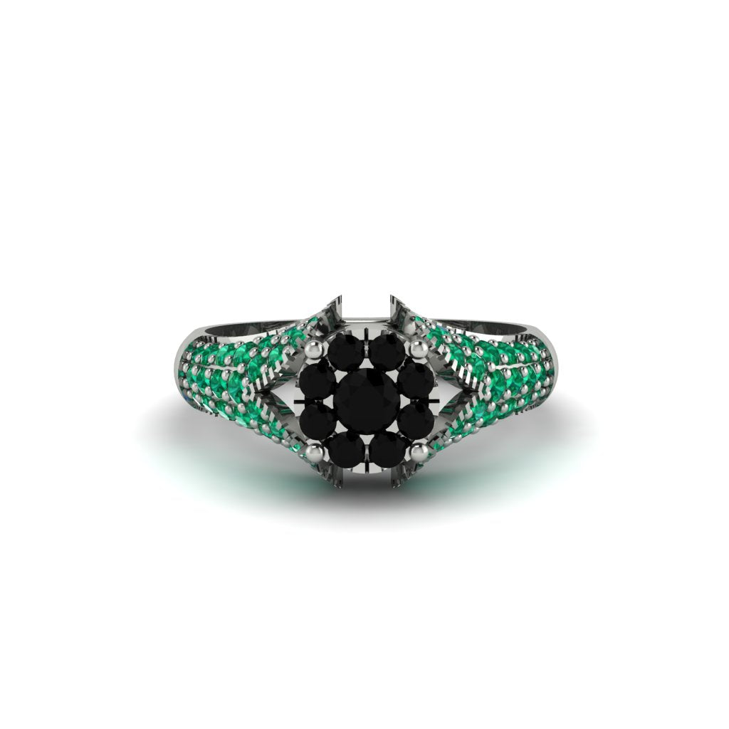 Emerald Floral Cluster Engagement Ring - Penelope No. 24