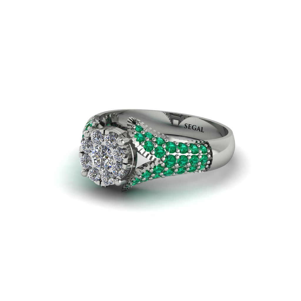 Emerald Floral Cluster Engagement Ring - Penelope No. 18