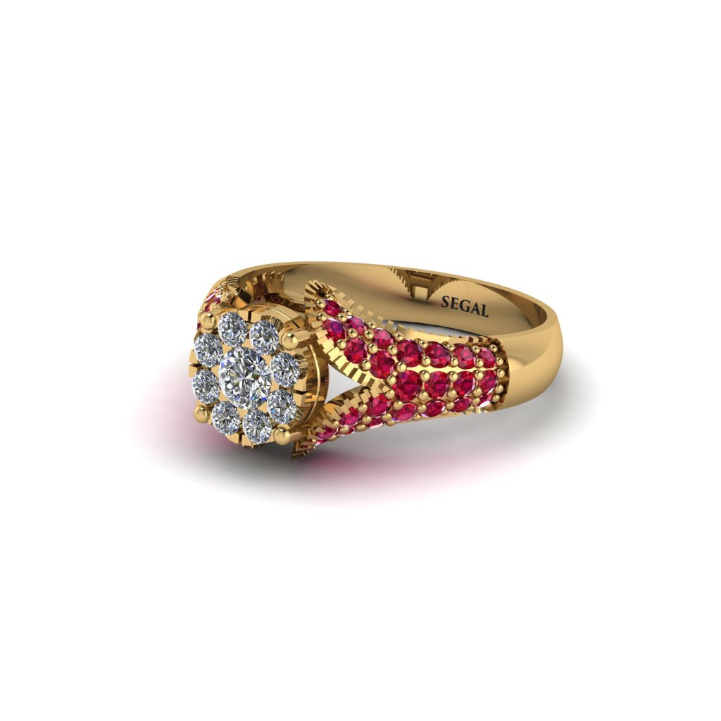 Ruby Floral Cluster Engagement Ring - Penelope No. 46