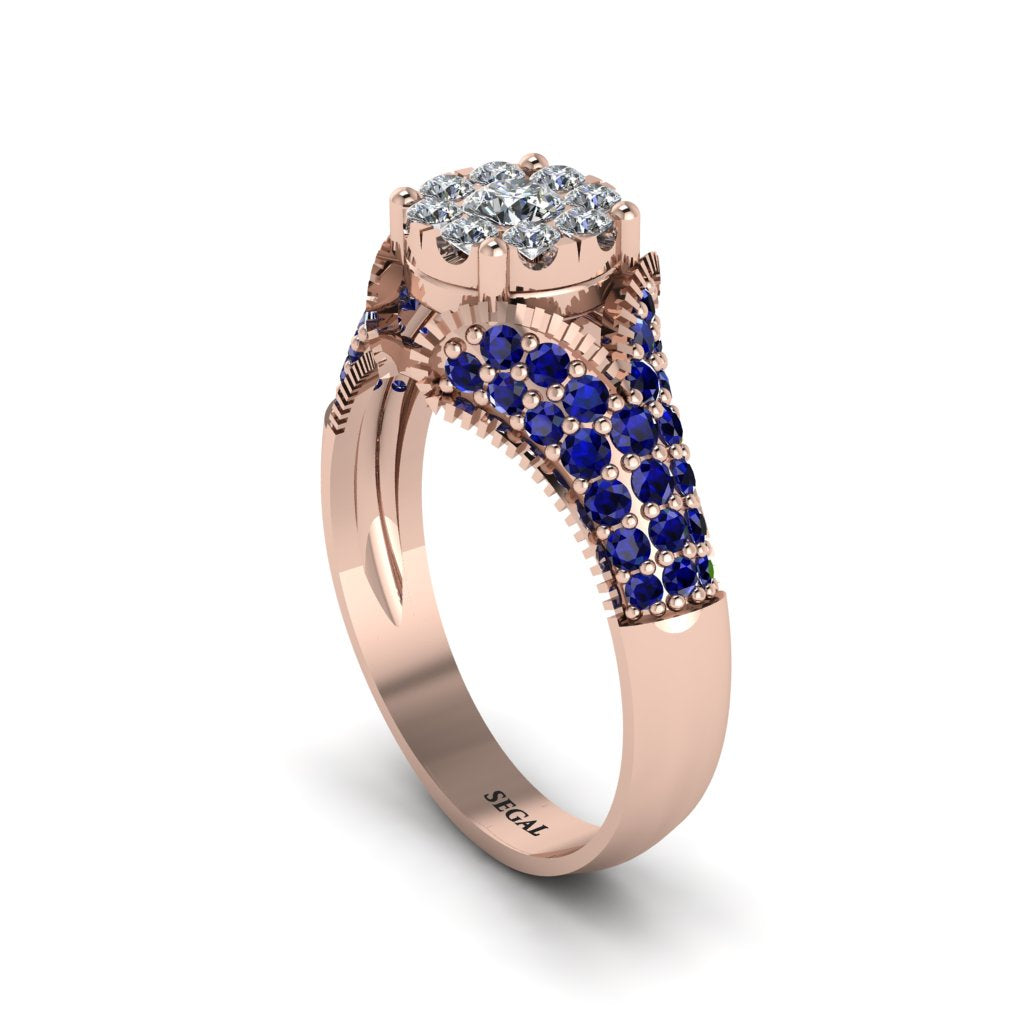 Sapphire Floral Cluster Engagement Ring - Penelope No. 62