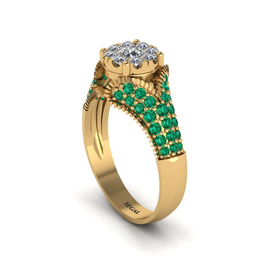 Emerald Floral Cluster Engagement Ring - Penelope No. 16