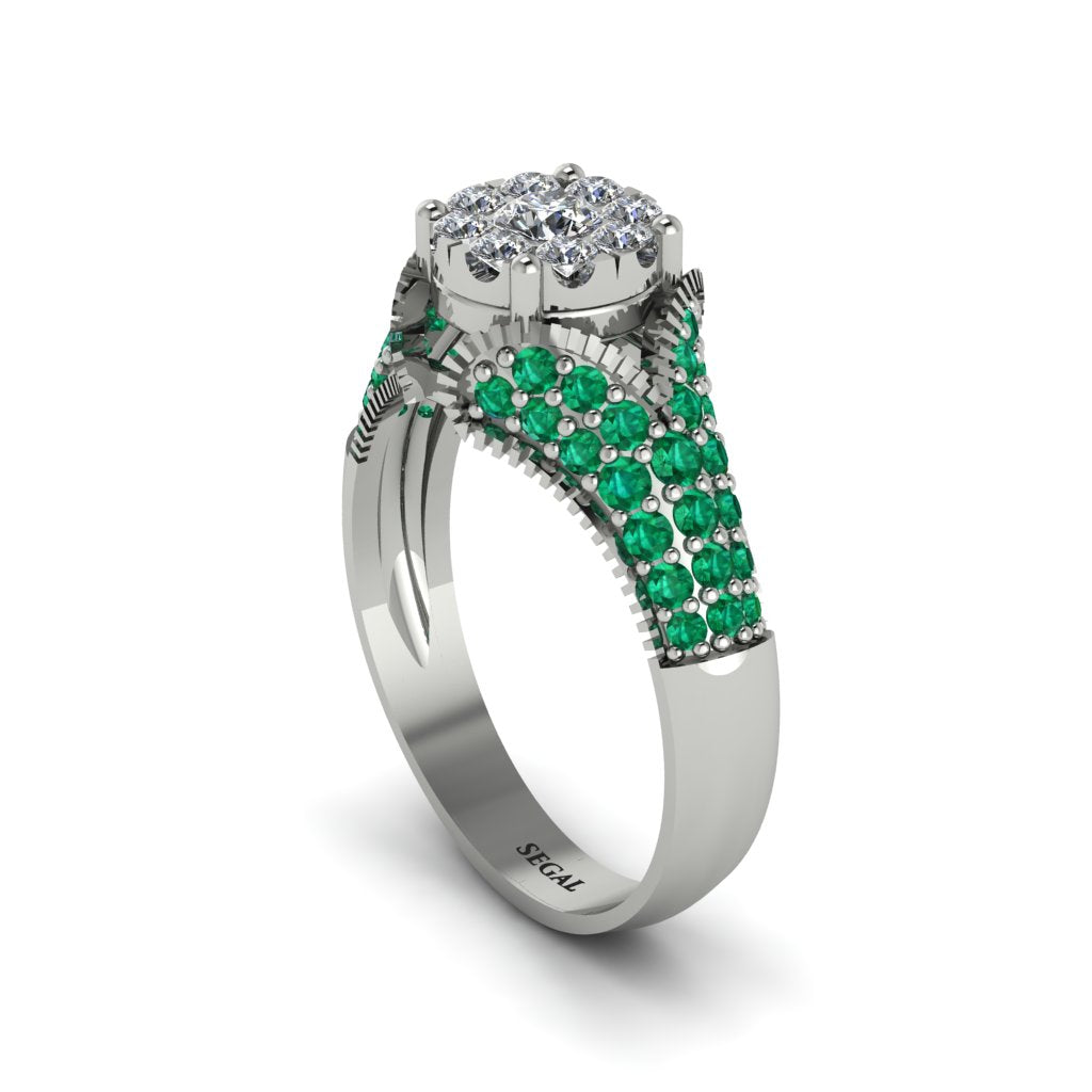 Emerald Floral Cluster Engagement Ring - Penelope No. 18