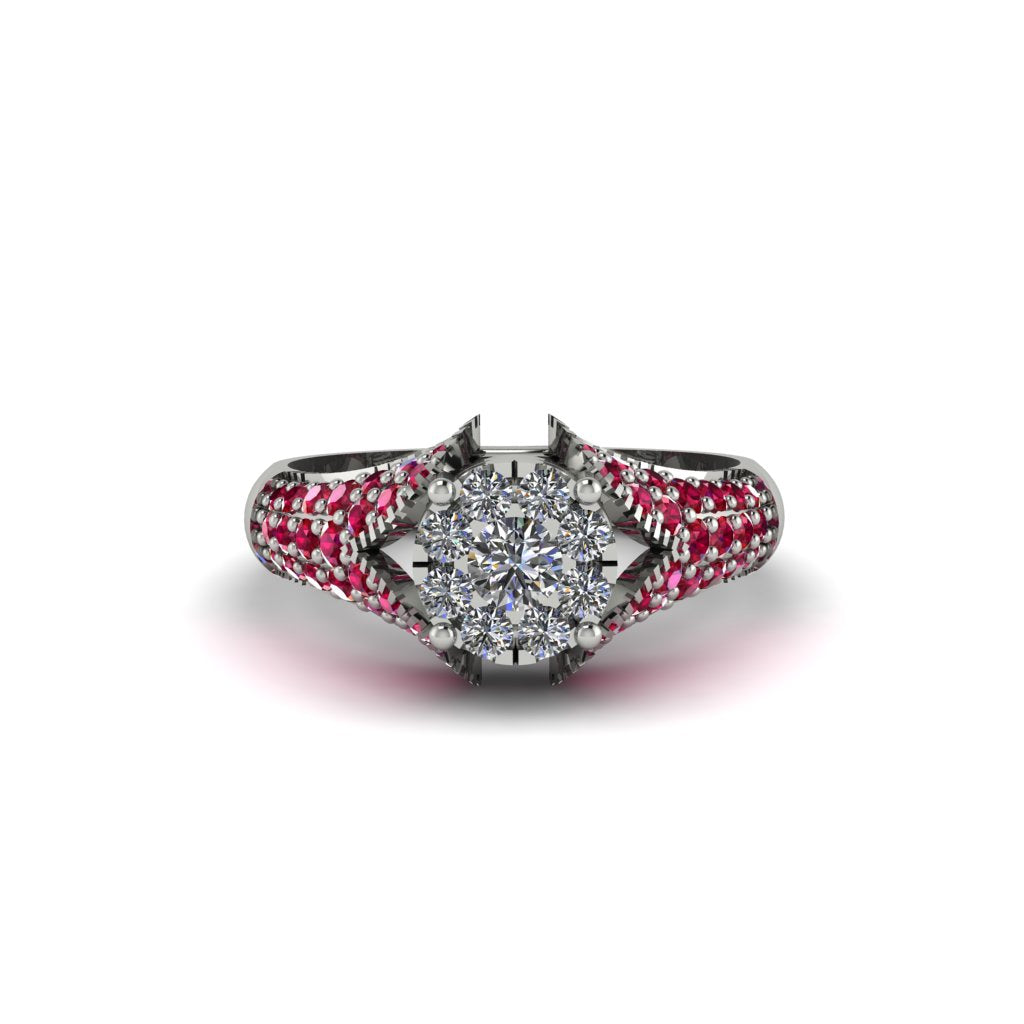 Ruby Floral Cluster Engagement Ring - Penelope No. 48