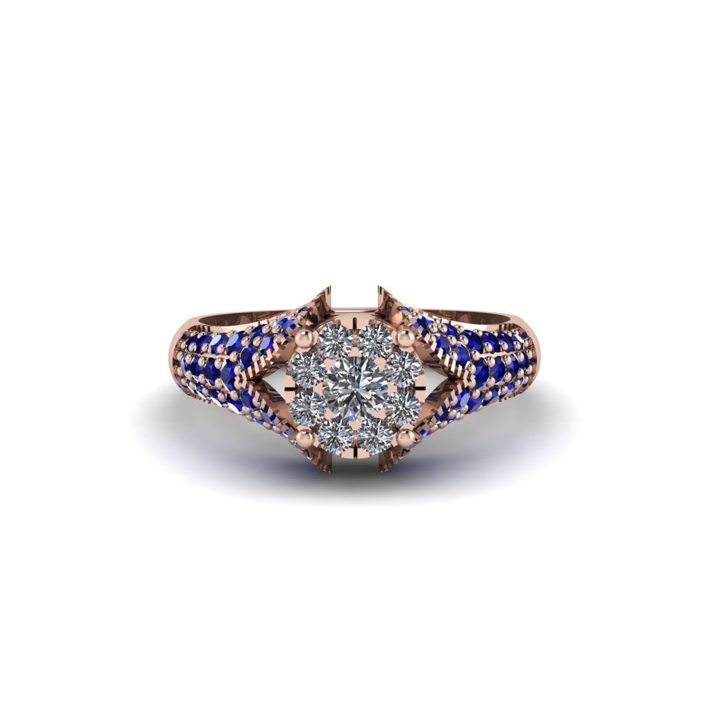 Sapphire Floral Cluster Engagement Ring - Penelope No. 62
