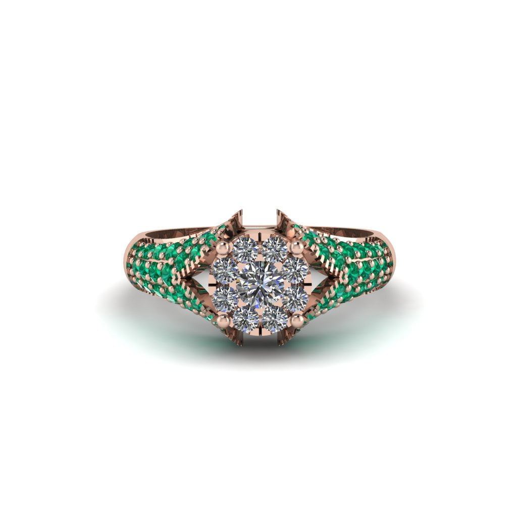 Emerald Floral Cluster Engagement Ring - Penelope No. 17