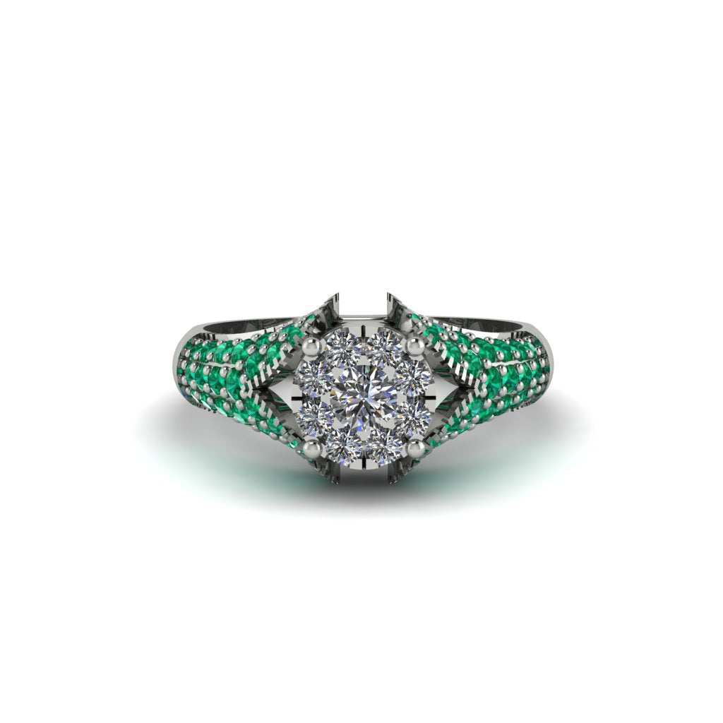 Emerald Floral Cluster Engagement Ring - Penelope No. 18