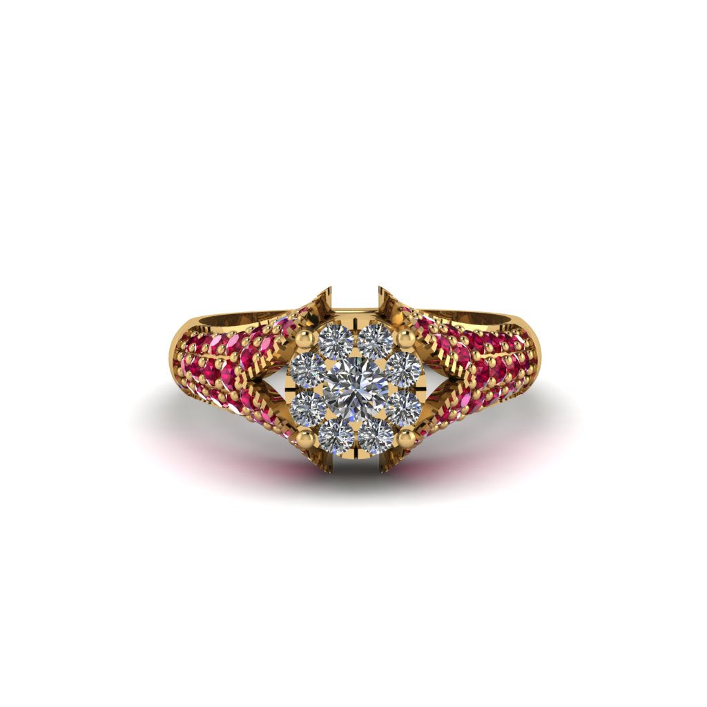 Ruby Floral Cluster Engagement Ring - Penelope No. 46