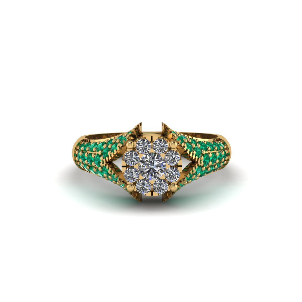 Emerald Floral Cluster Engagement Ring - Penelope No. 16