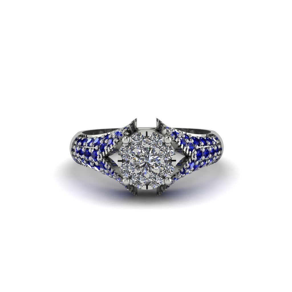 Sapphire Floral Cluster Engagement Ring - Penelope No. 63