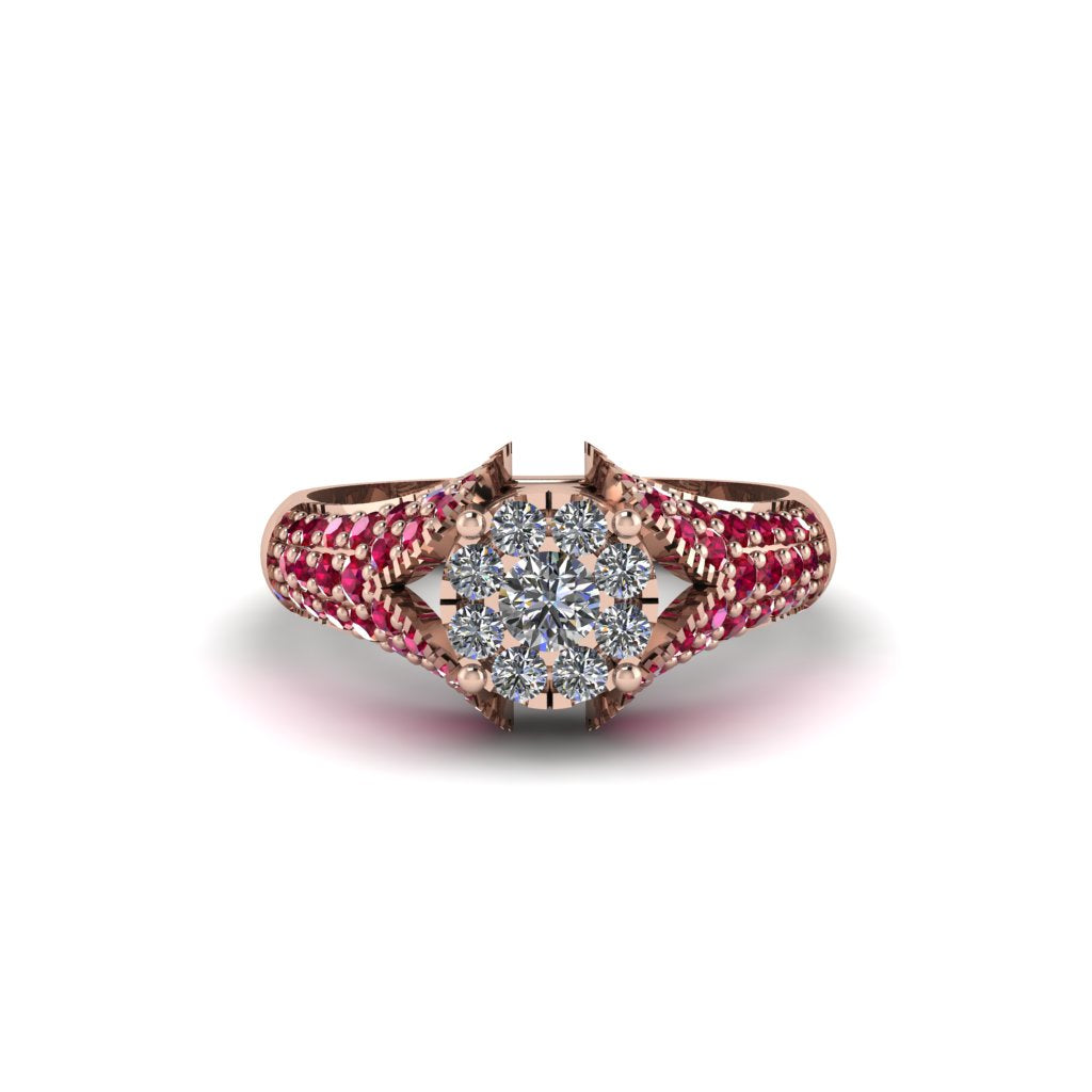 Ruby Floral Cluster Engagement Ring - Penelope No. 47