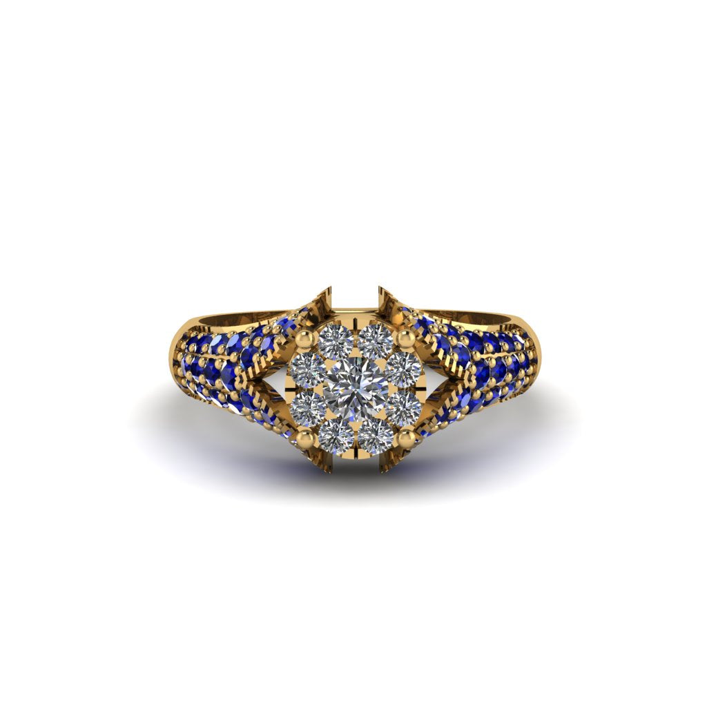 Sapphire Floral Cluster Engagement Ring - Penelope No. 61