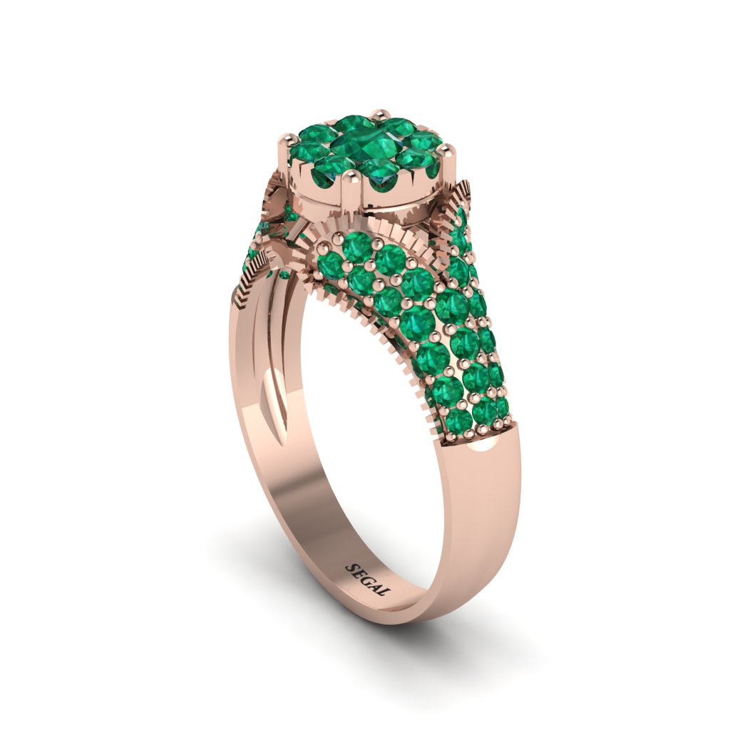 Emerald Floral Cluster Engagement Ring - Penelope No. 20