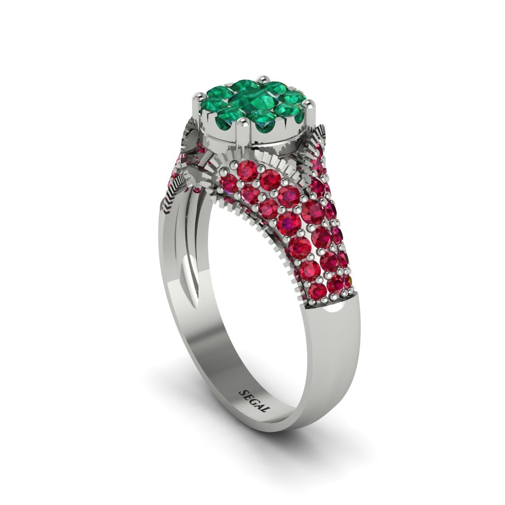 Ruby Floral Cluster Engagement Ring - Penelope No. 51