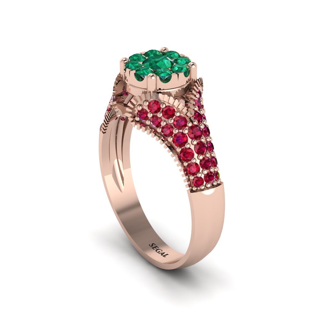 Ruby Floral Cluster Engagement Ring - Penelope No. 50