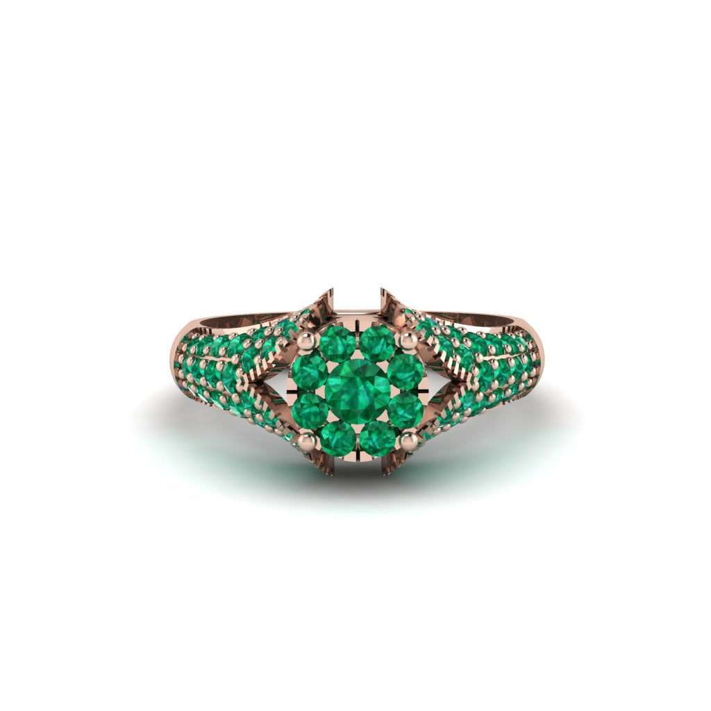 Emerald Floral Cluster Engagement Ring - Penelope No. 20