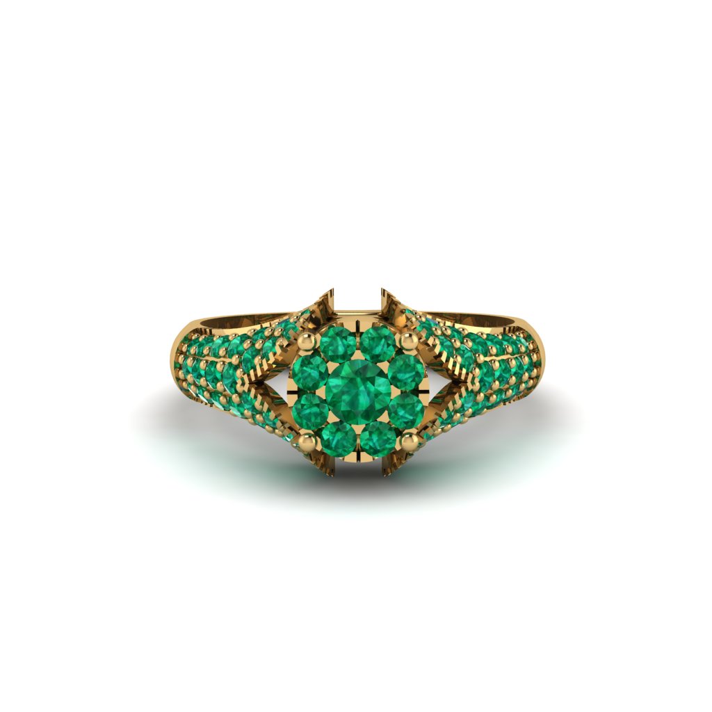 Emerald Floral Cluster Engagement Ring - Penelope No. 19