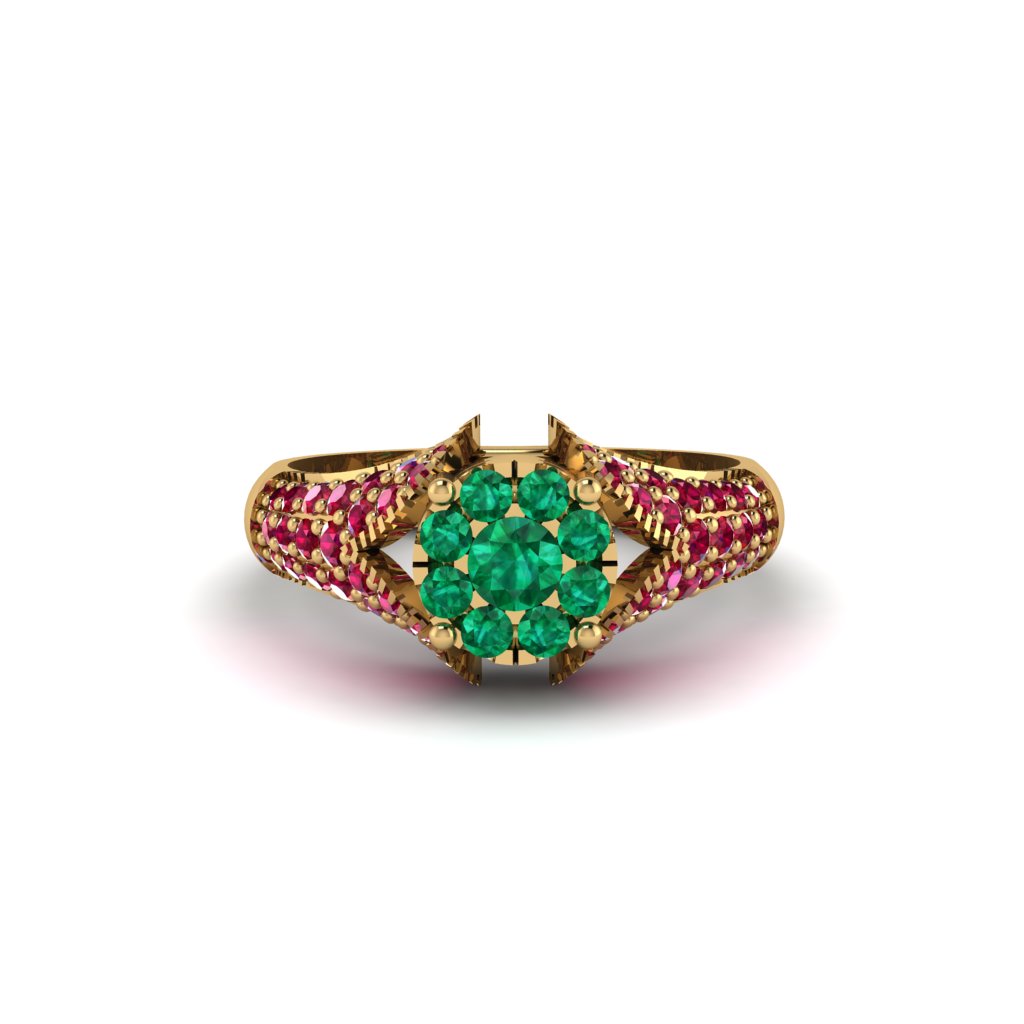 Ruby Floral Cluster Engagement Ring - Penelope No. 49