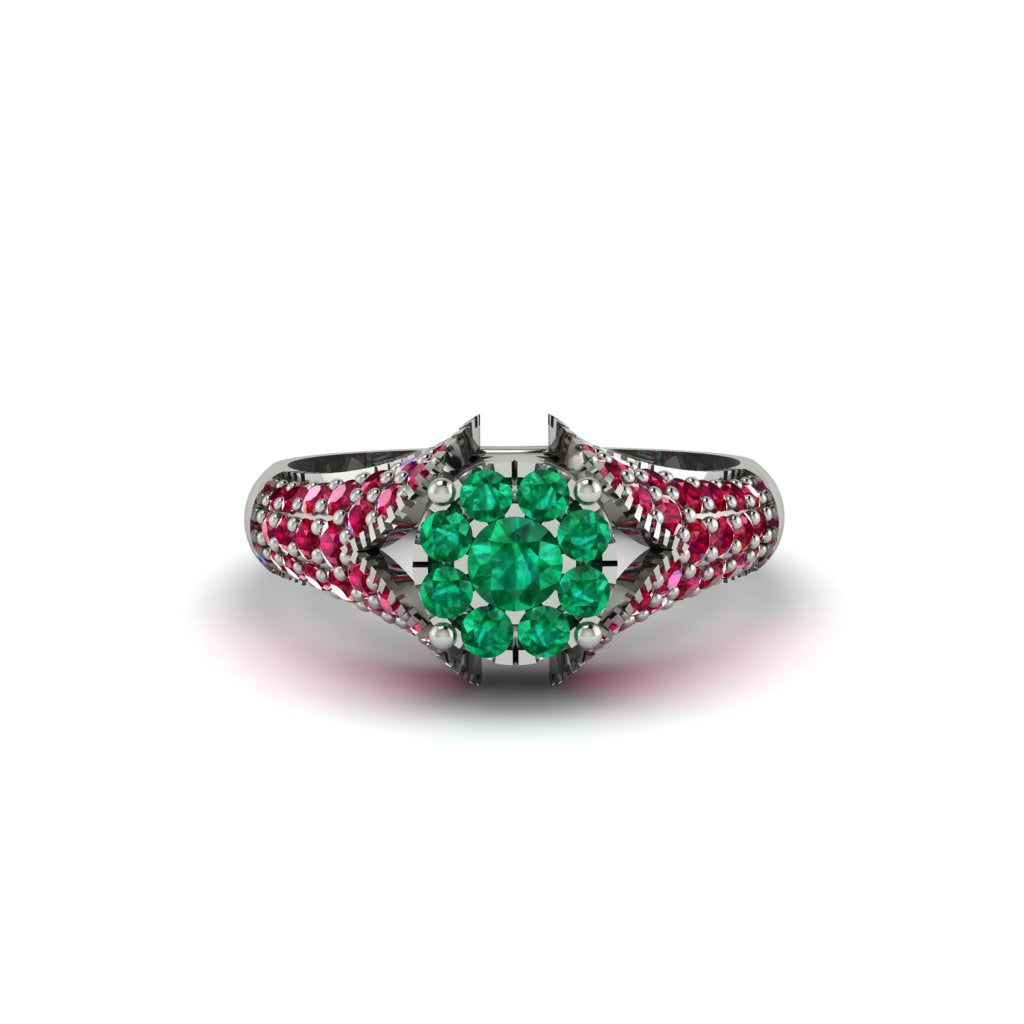 Ruby Floral Cluster Engagement Ring - Penelope No. 51