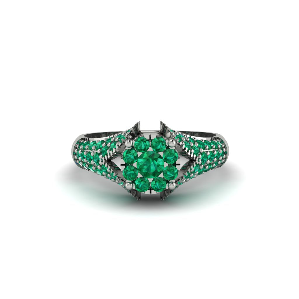 Emerald Floral Cluster Engagement Ring - Penelope No. 21