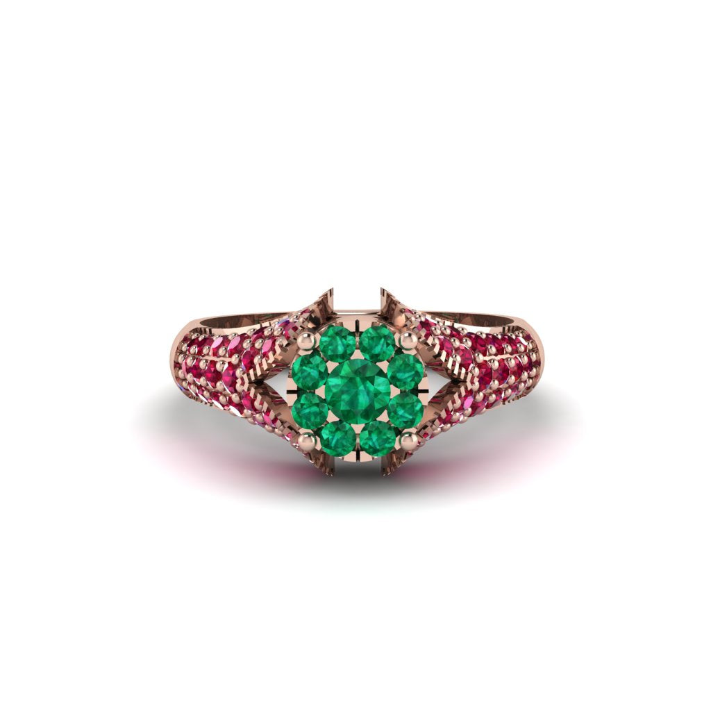 Ruby Floral Cluster Engagement Ring - Penelope No. 50
