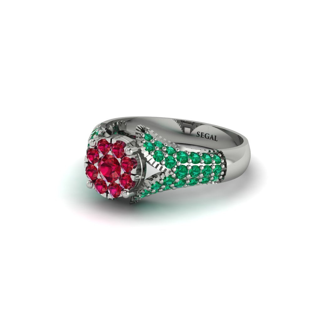Emerald Floral Cluster Engagement Ring - Penelope No. 27